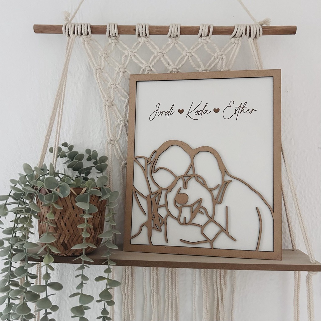 Cuadro madera blanca + silueta