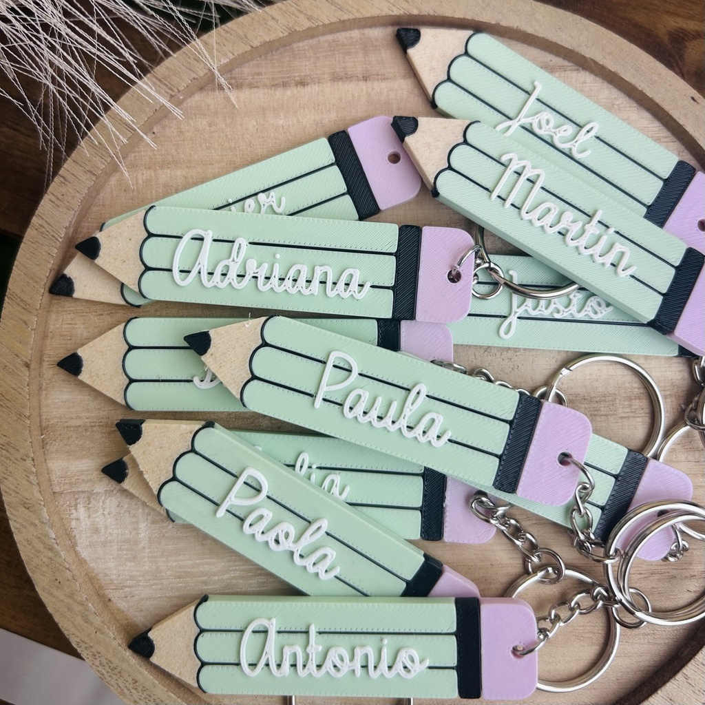 Llaveros lápices 3D