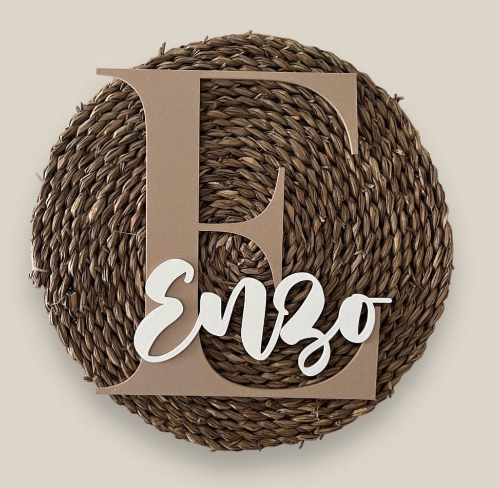 Inicial + nombre 3D decorativa